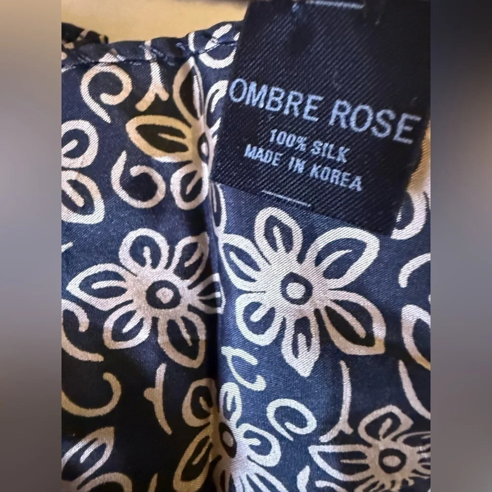 Silk Ombre Lightweight Accent Scarf black floral and gray